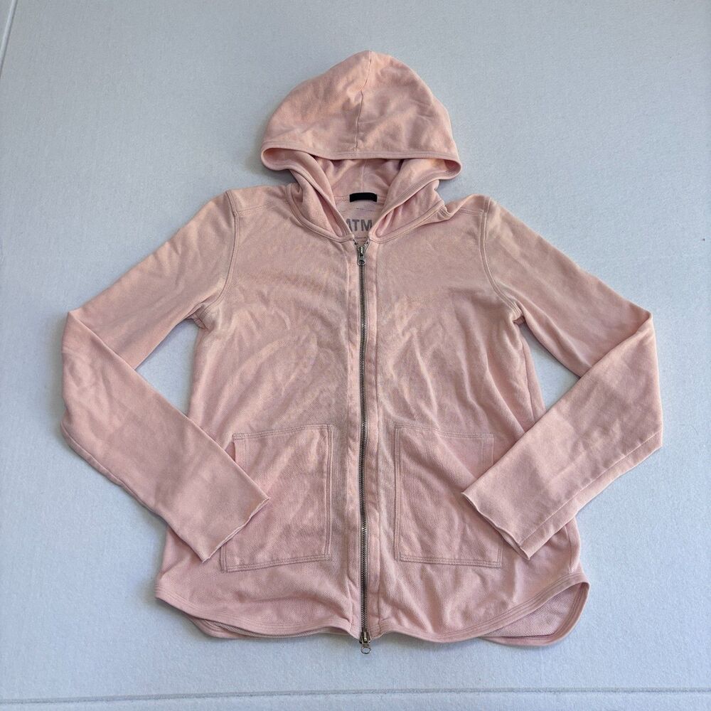 ATM Anthony Thomas Melillo Full Zip Hoodie Women's L Pink Lightweight Cotton